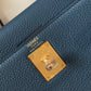 HM Kelly 28 Deep Blue Vert Bosphore Bag For Women, Handbags, Shoulder Bags 11in/28cm