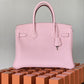 HM Birkin Nata Swift Pink For Women Silver Toned Hardware 11.8in/30cm