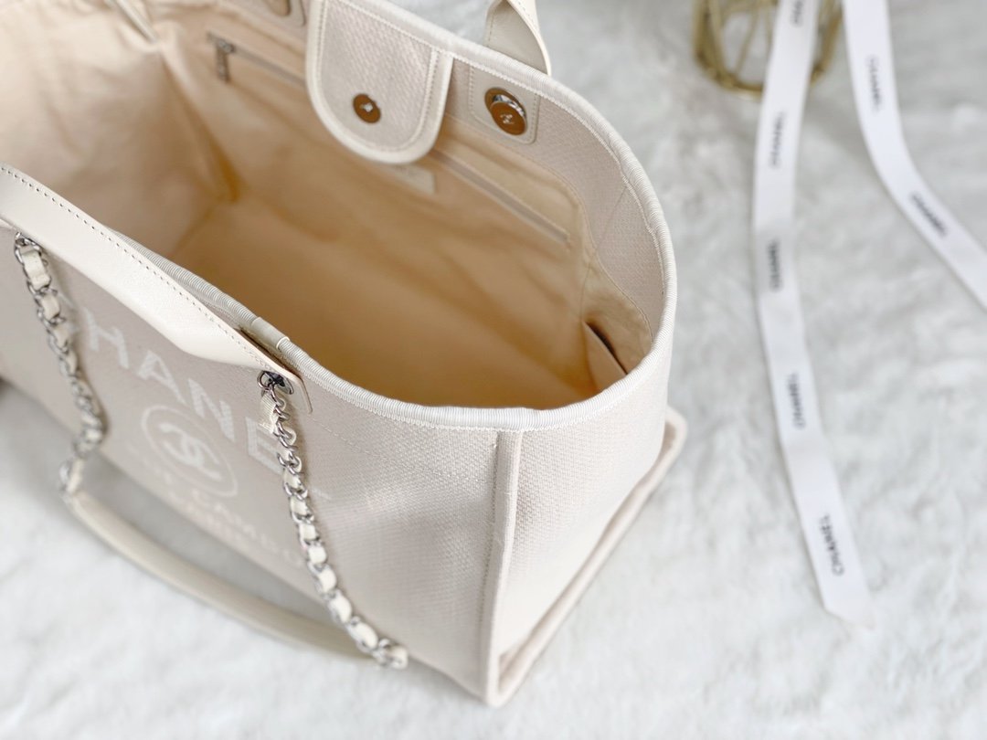 ChanelSmall Shopping Bag Silver Hardware Cream For Women, Women’s Handbags, Shoulder Bags 15.2in/39cm AS3257
