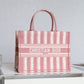 DI Medium Book Tote  Pink D-Stripes Embroidery For Women 36cm/16.5in CD
