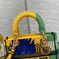 DI Medium Lady D-Lite Bag D-Flower Pop Embroidery, Bright Yellow/Green Handbags, 24cm CD M0565OROO_M886