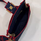 FI Baguette Blue Denim Red Border Bag For Woman 26cm/10in