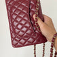 ChanelSmall Classic Handbag Dark Red For Women, Women’s Bags 9.1in/23cm