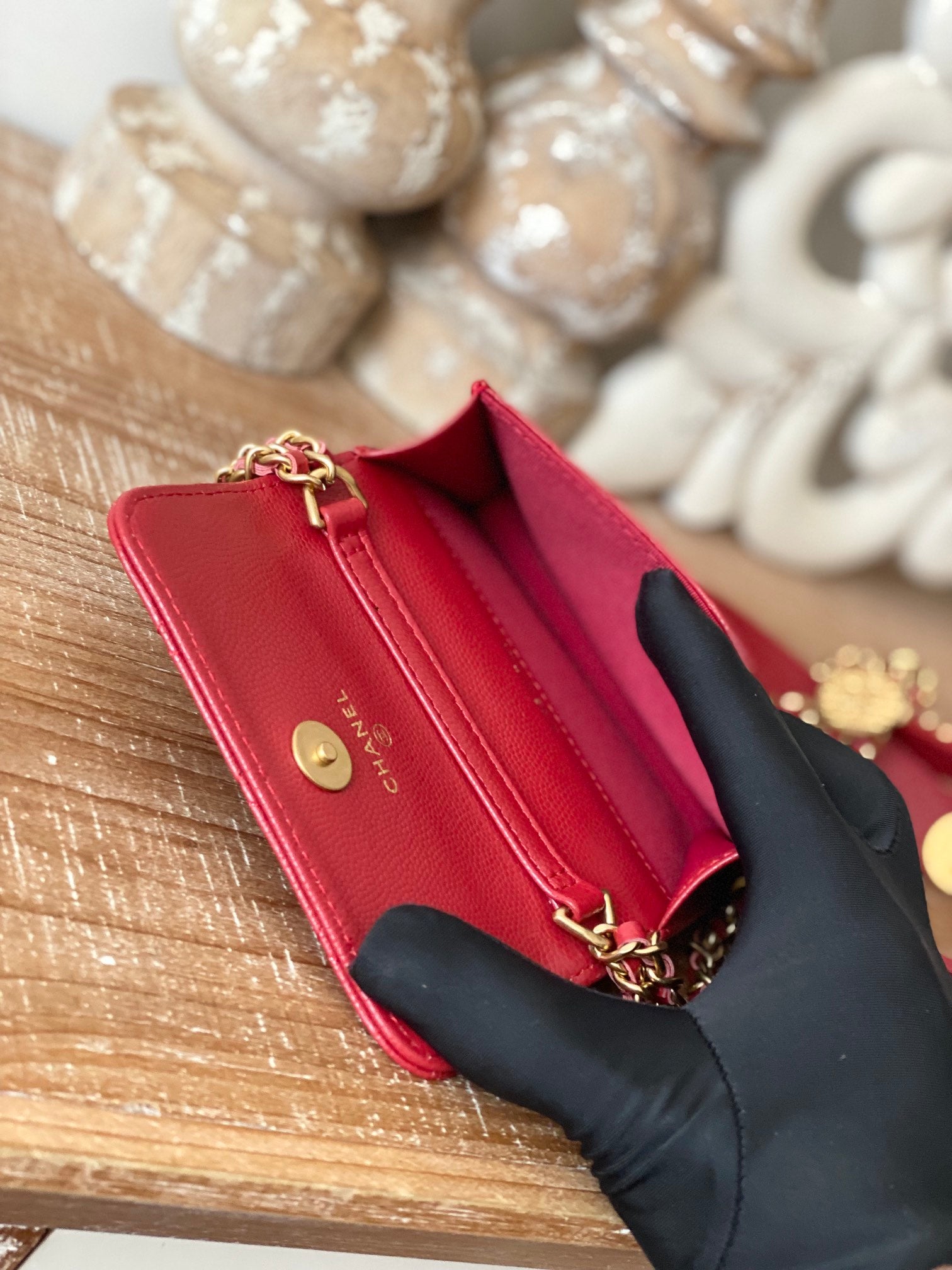 Chanel Clutch With Chain Red For Women, Women’s Bags 4.8in/12.3cm