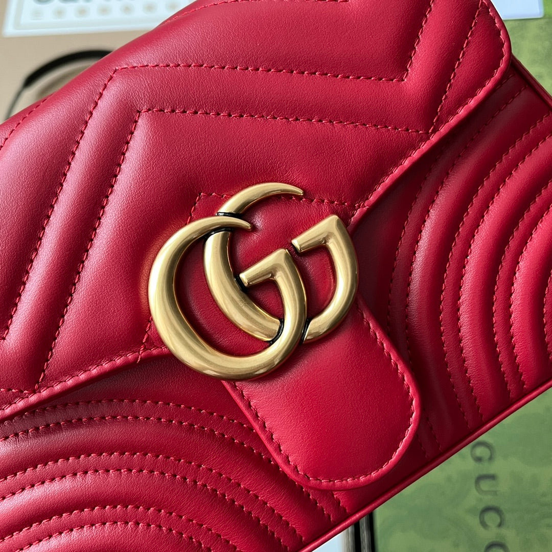 gg Marmont Mini Top Handle Bag Red For Women, Women’s Bags 8.3in/21cm gg ‎