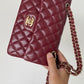 ChanelSmall Classic Handbag Dark Red For Women, Women’s Bags 9.1in/23cm
