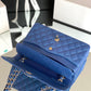 Chanel Classic Handbag 26cm Blue For Women A01112