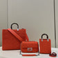 FI Baguette Chain Midi Red FF Fabric Bag For Woman 14.5cm/6in 8BR793AHW5F1F2I