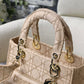 DI Medium Lady Bag Gold Toned Hardware Beige For Women 9.5in/24cm CD