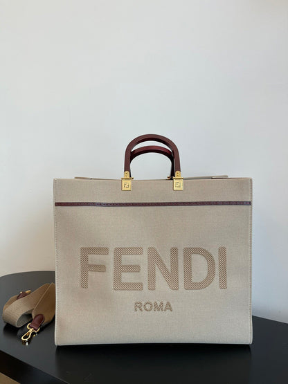 FI Sunshine Large Tote Bag Beige For Women, Women’s Handbags, Shoulder Bags 15.7in/40cm FF 8BH372