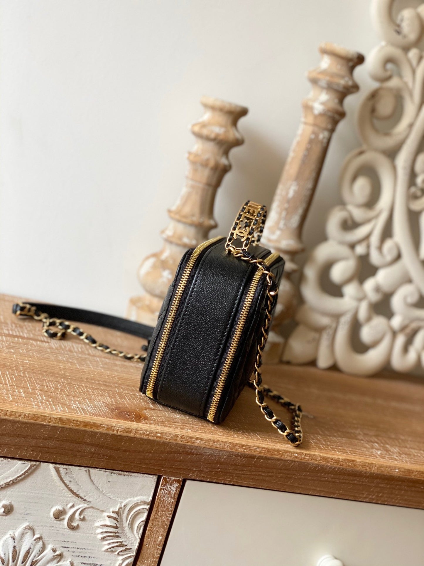Chanel Small Vanity Case Gold Hardware Black For Women, Women’s Handbags, Shoulder Bags 5.9in/15cm AS3228 B08008 94305