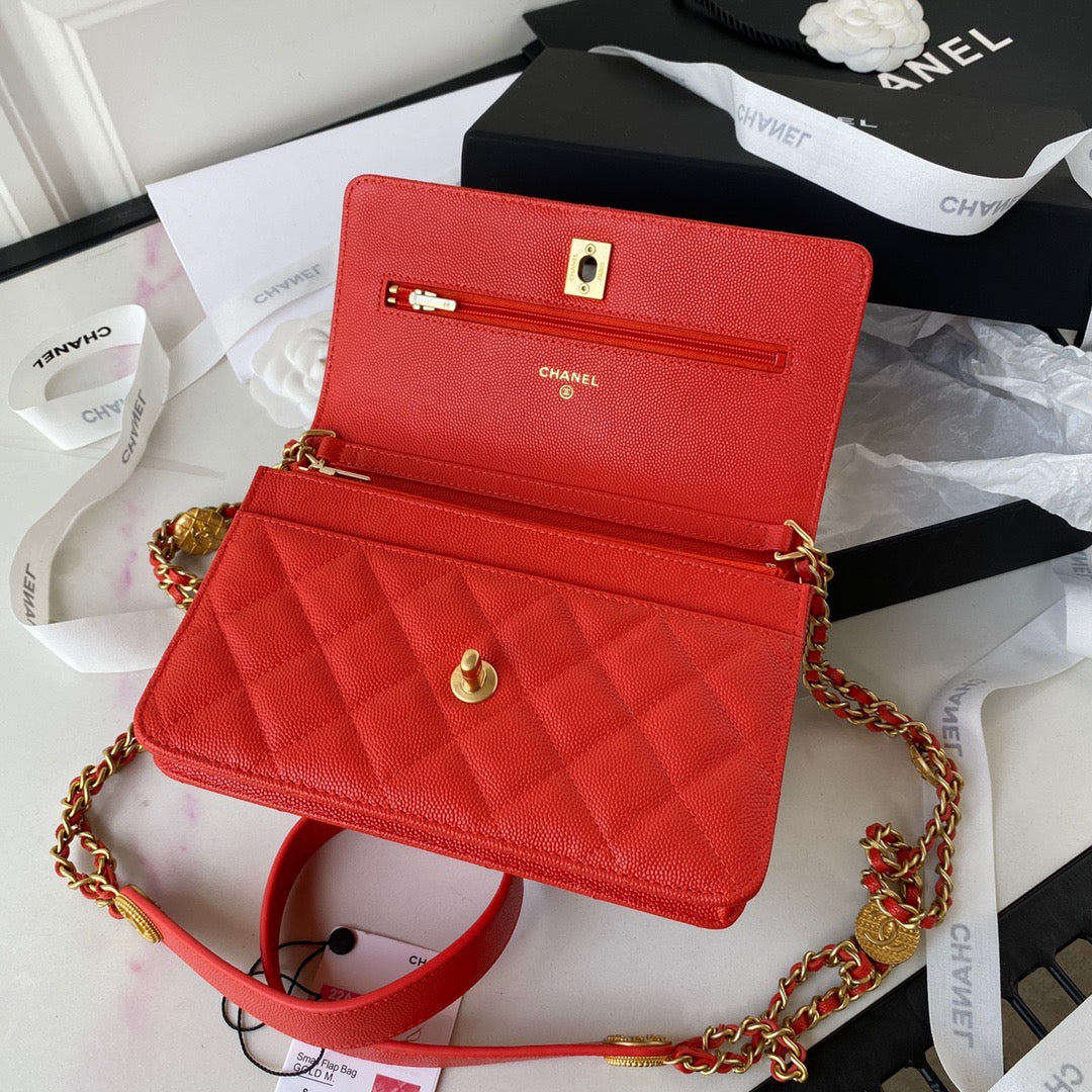 ChanelSmall Flap Bag Gold Hardware Red For Women, Women’s Handbags, Shoulder Bags 7.5in/19cm AP2840