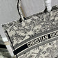 DI Large Book Tote Blue Toile de Jouy Flowers Embroidery, Blue/Beige, For Women Women’s Handbags, Shoulder Bags, 42cm CD M1286ZTQW_M808