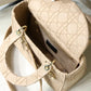 DI Medium Lady Bag Gold Toned Hardware Beige For Women 9.5in/24cm CD