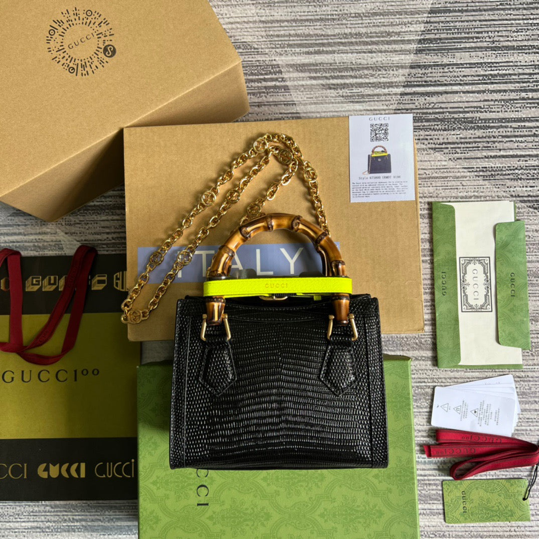 gg Lizard Mini Tote Bag Green For Women, Women’s Bags 7.9in/20cm gg
