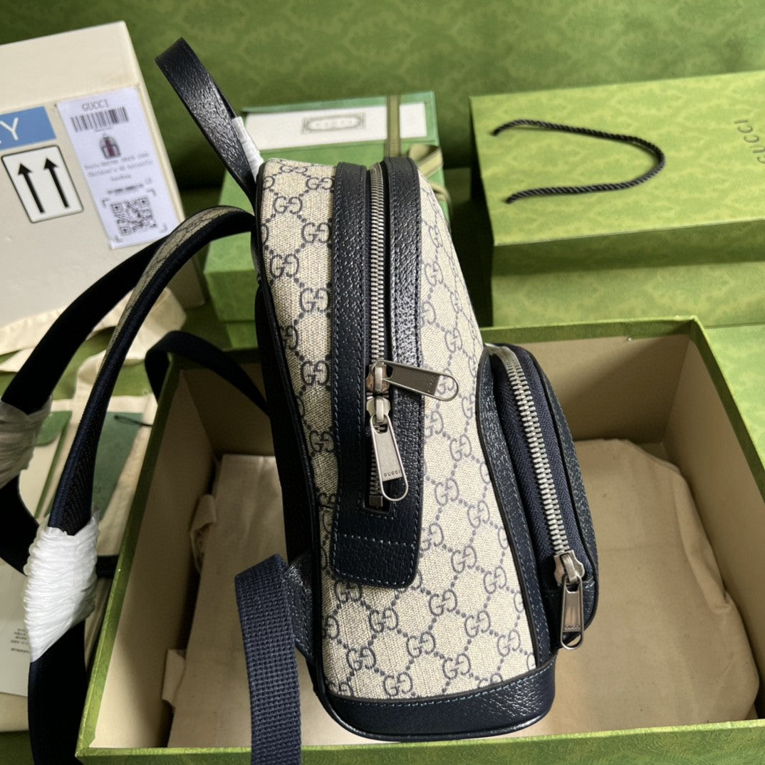 gg Ophidia gg Small Backpack Beige And Blue gg Supreme Canvas For Women 11.5in/29cm Beige