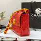 ChanelVinyl Classic Red and Yellow Shoulder bag For Women 29cm/11.5in