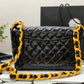 ChanelVinyl Classic Black and Yellow Shoulder bag For Women 29cm/11.5in
