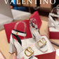 Valentino Garavani Strap Heeled Sandals With V Logo Signature Embellishment White For Women