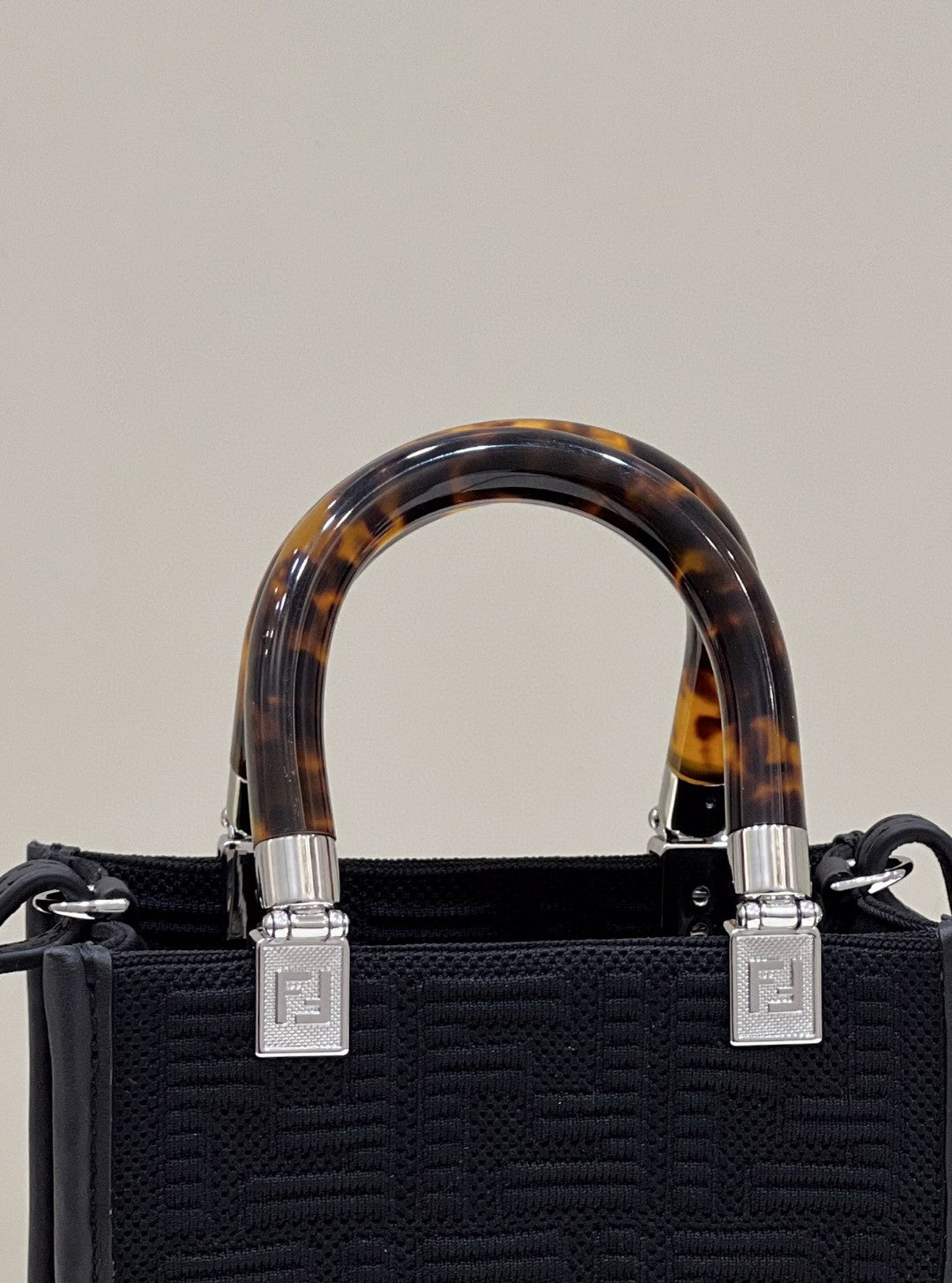 FI Mini Sunshine Shopper Black Bag For Woman 18cm/7in