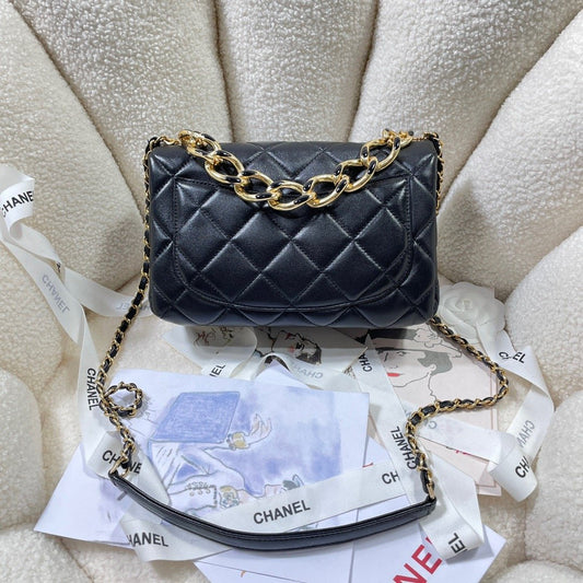 ChanelLarge Flap Bag Gold Hardware Black For Women, Women’s Handbags, Shoulder Bags 9.1in/23cm AS3367