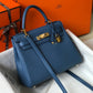 HM Kelly 28 Deep Blue Vert Bosphore Bag For Women, Handbags, Shoulder Bags 11in/28cm