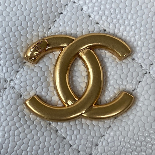 Chanel Clutch With Chain Gold Hardware Grained Shinny White For Women, Women’s Handbags, Shoulder Bags 4.7in/12cm AP2857