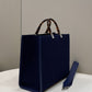 FI Sunshine Medium Navy Blue FF fabric shopper Bag For Woman 31cm/12in