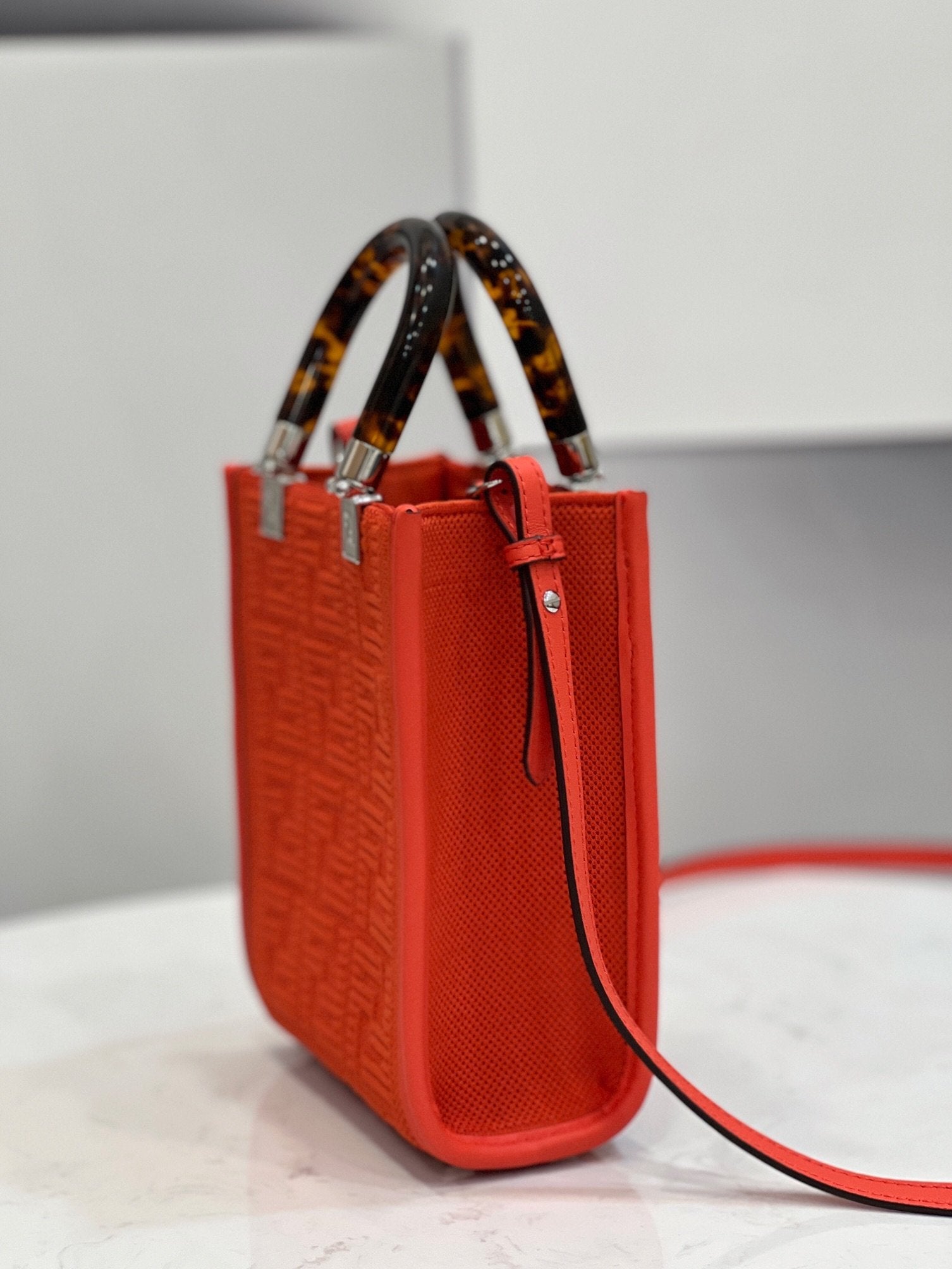 FI Mini Sunshine Shopper Red For Women, Women’s Handbags, Shoulder And CrossBody Bags 7.1in/18cm FF 8BS051