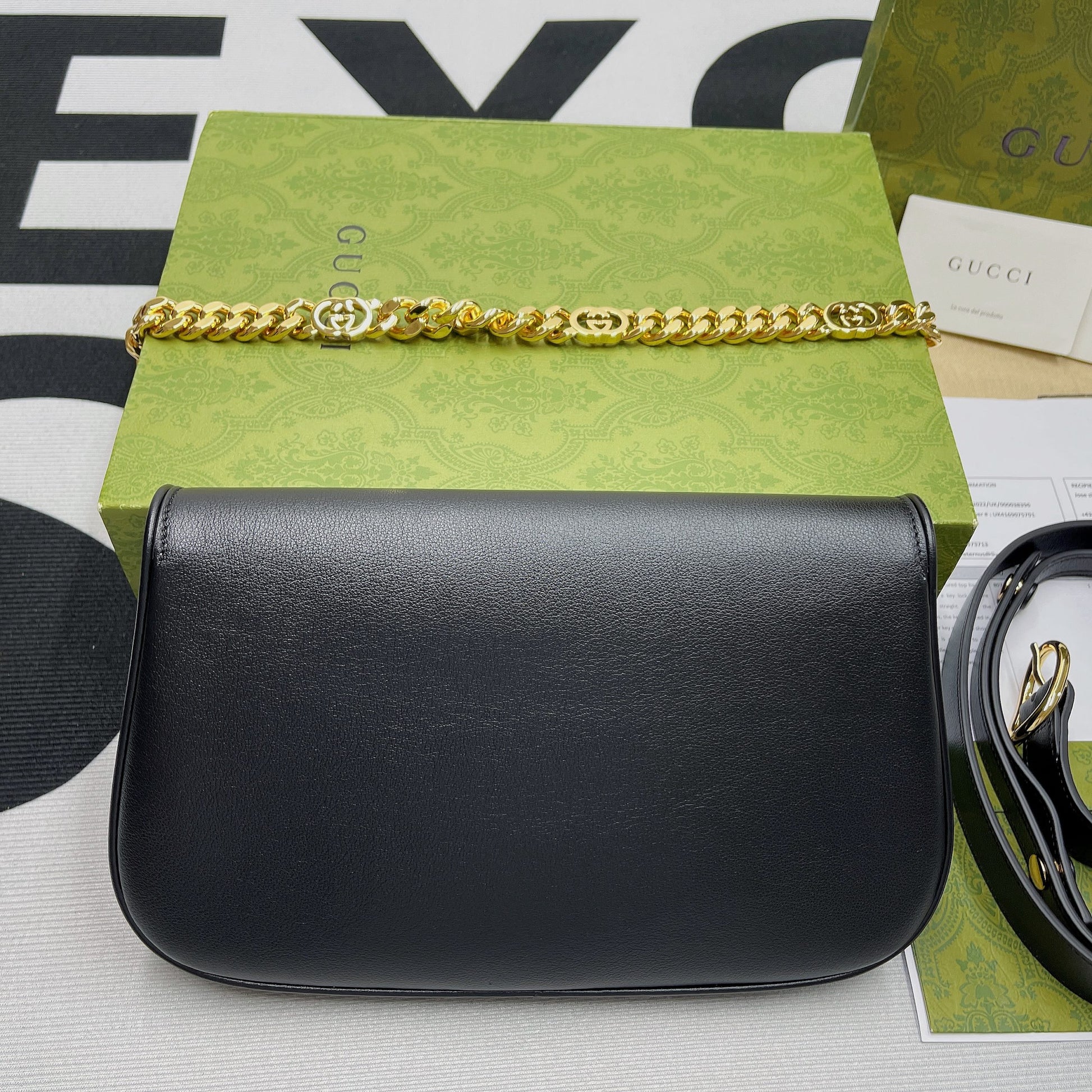 gg Blondie Shoulder Bag Black For Women, Women’s Bags 11in/28cm gg‎ 699268 UXX0G 1000