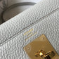 HM Kelly 28 Retourne Togo White Bag For Women, Handbags, Shoulder Bags 11in/28cm
