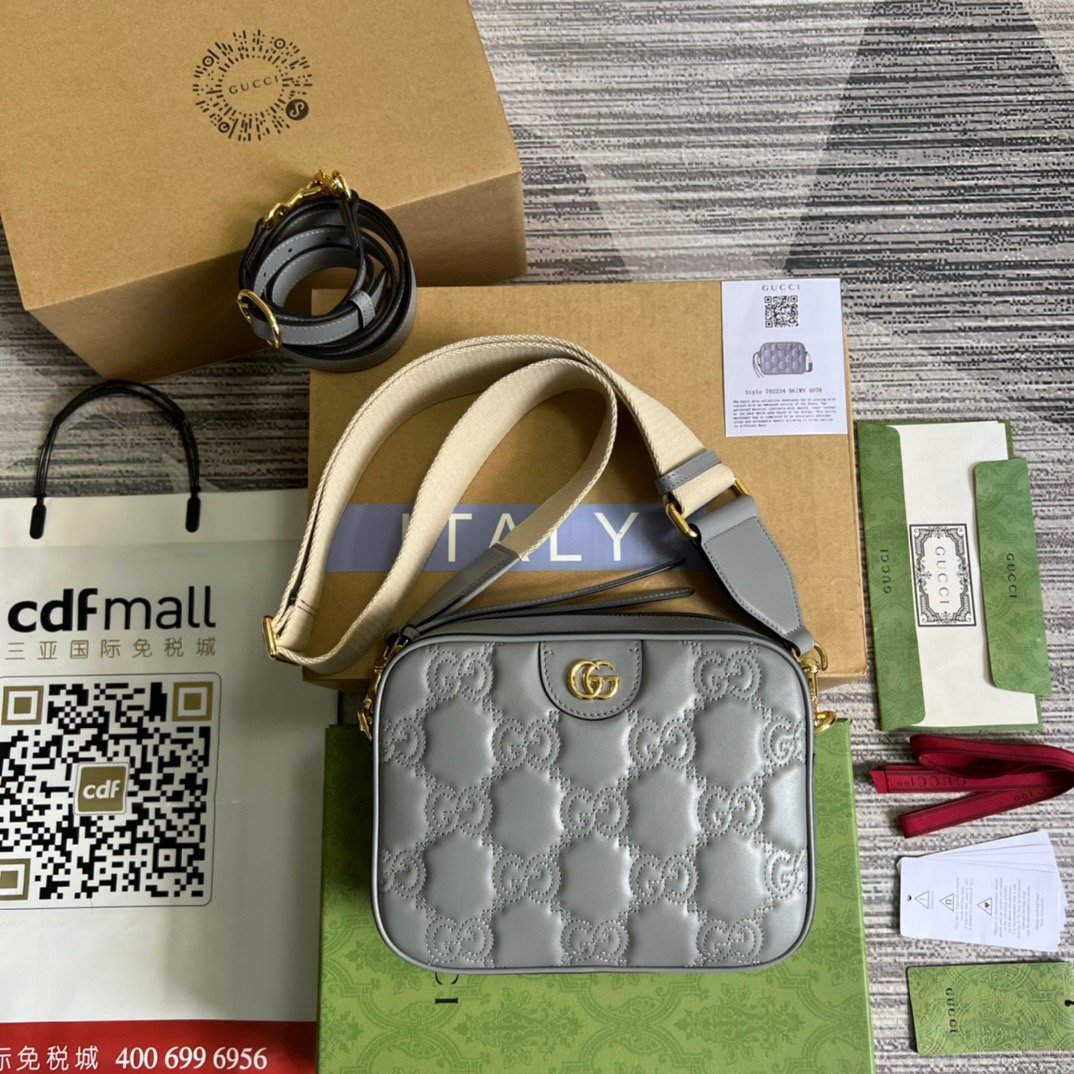 gg Matelasse Shoulder Bag Grey For Women, Women’s Bags 8.5in/22cm gg 702234 UM8HG 1563
