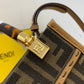 FI Sunshine Shopper Brown FF Fabric Mini Bag For Woman 13cm/5in