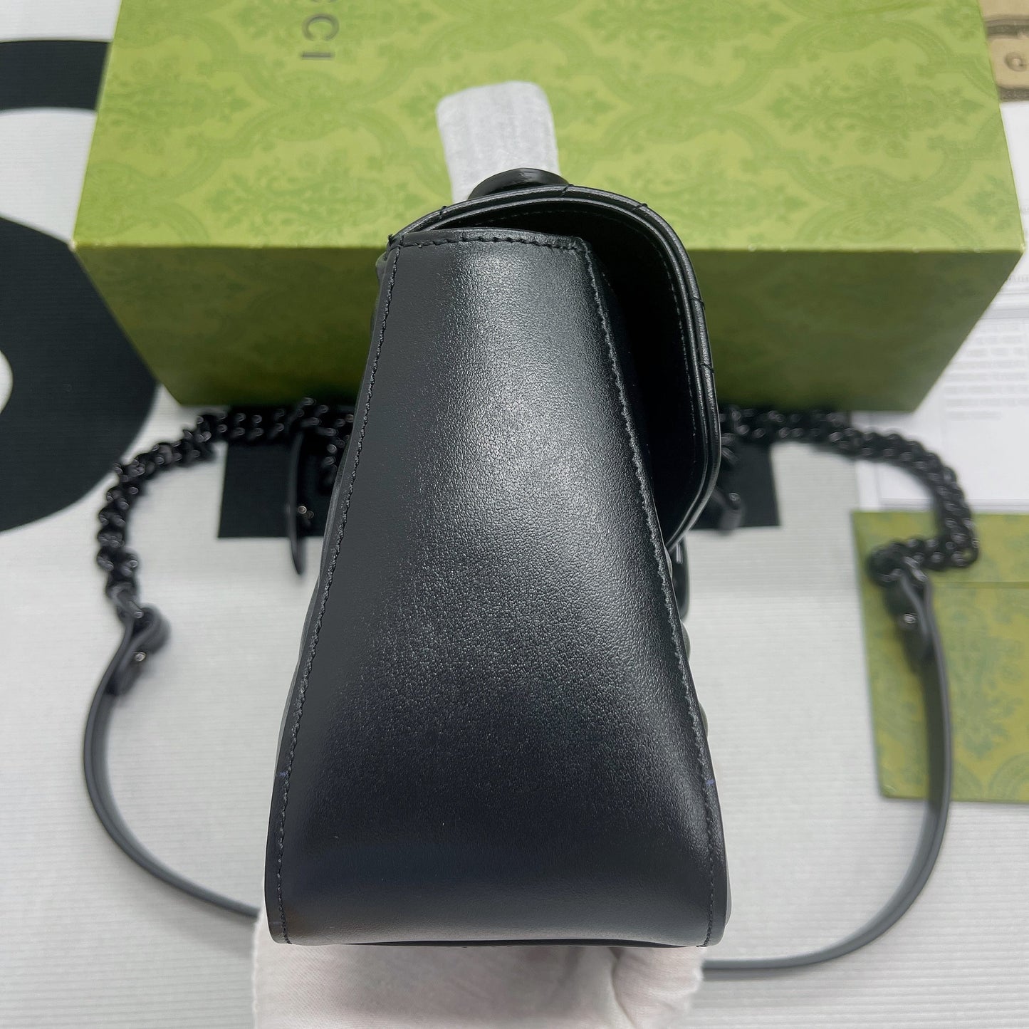 gg Marmont Mini Top Handle Bag Black For Women, Women’s Bags 8.3in/21cm gg ‎