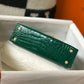 HM Mini Kelly 19 Embossed Patent Emerald Color Bag With Gold-Toned Harware For Women, Handbags, Shoulder Bags 7.5in/19cm