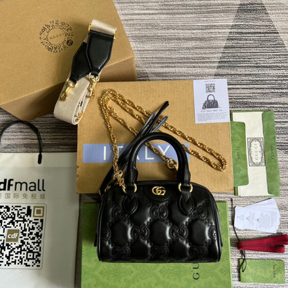 gg Matelasse Top Handle Bag Black For Women, Women’s Bags 7.5in/19cm gg ‎702251 UM8HG 1046