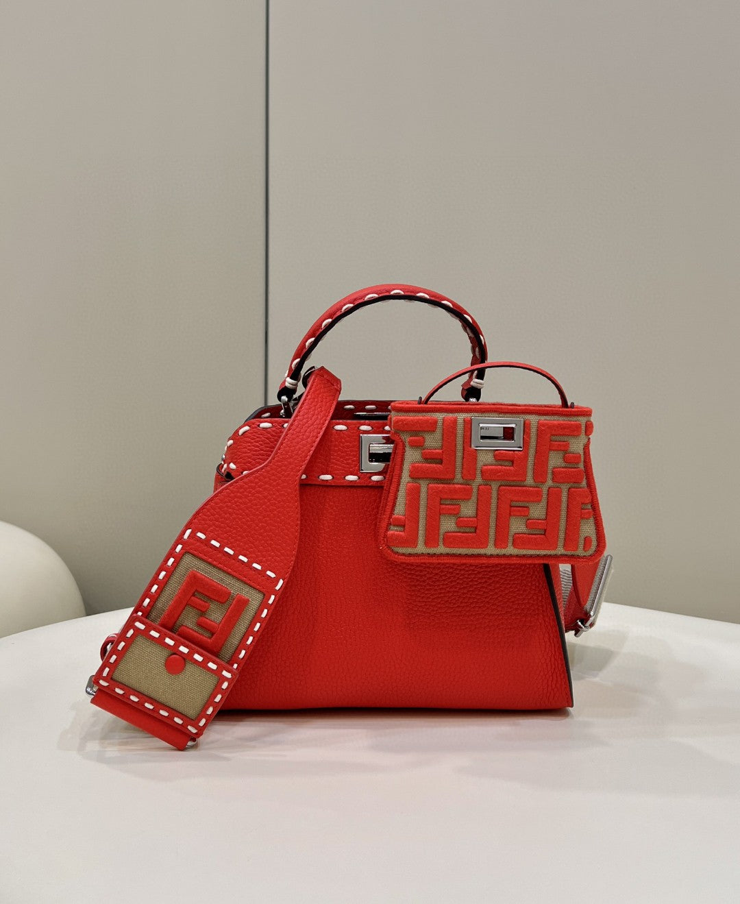 FI Peekaboo Small Red Bag For Woman 23cm/9in