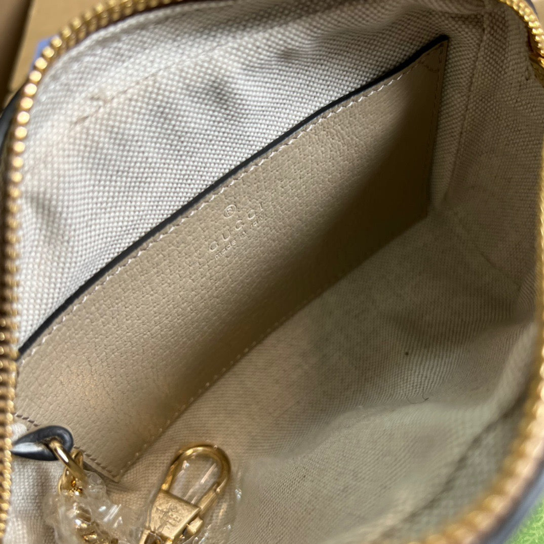 gg Ophidia Mini gg Bag Beige And Ebony gg Supreme Canvas, With Beige For Women  7in/17.5cm gg 