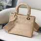 DI Medium Lady Bag Gold Toned Hardware Beige For Women 9.5in/24cm CD