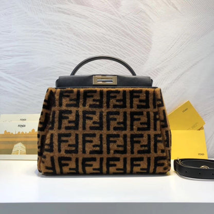 FI Peekaboo Handle Bag Brown For Women, Women’s Bags 14.9in/38cm FF