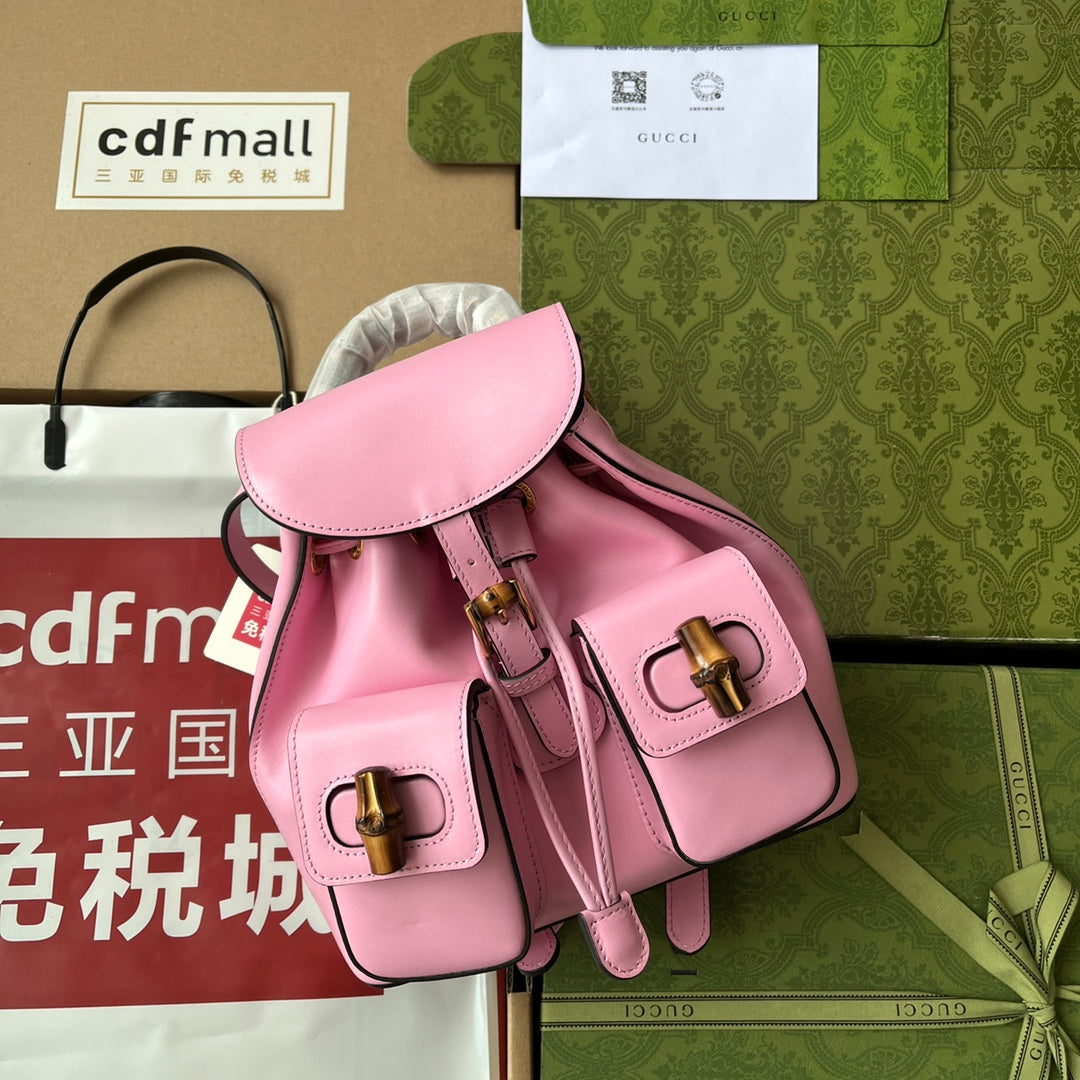 gg Bamboo Small Backpack Pink For Women, Women’s Bags 8.6in/22cm gg ‎‎702101 UZY0T 5814