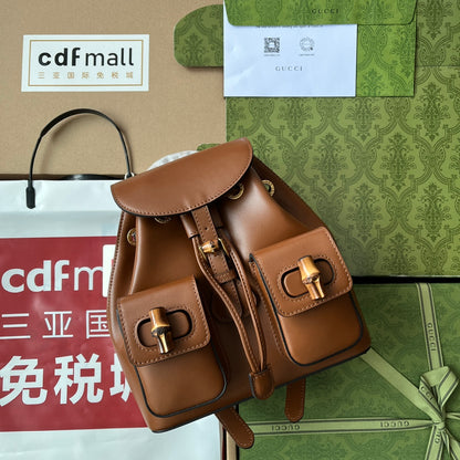 gg Bamboo Small Backpack Brown For Women, Women’s Bags 8.6in/22cm gg ‎‎702101 UZY0T 2535