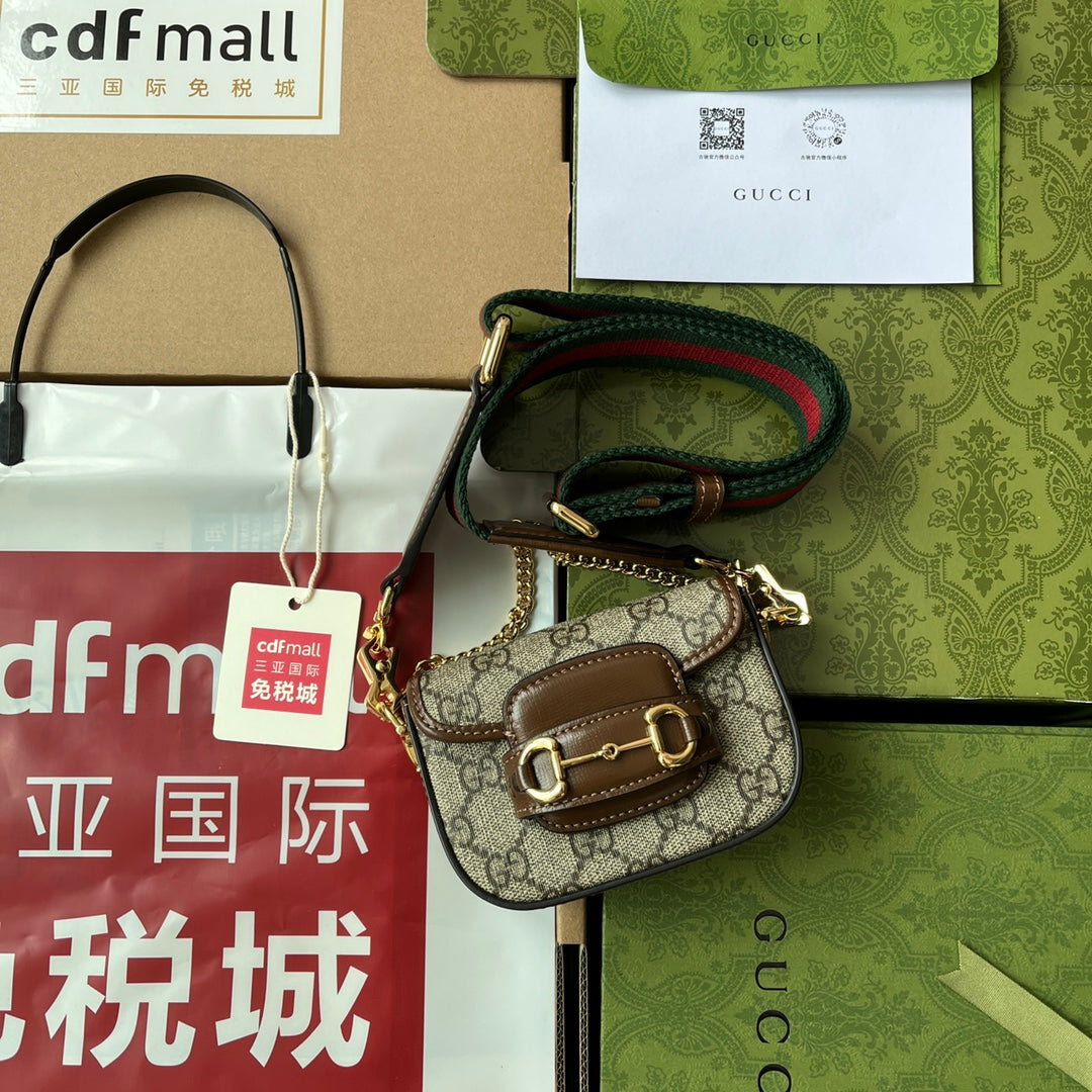 gg Horsebit 1955 Strap Wallet Brown For Women, Women’s Bags 4.7in/12cm gg ‎699760 HUHHG 8565