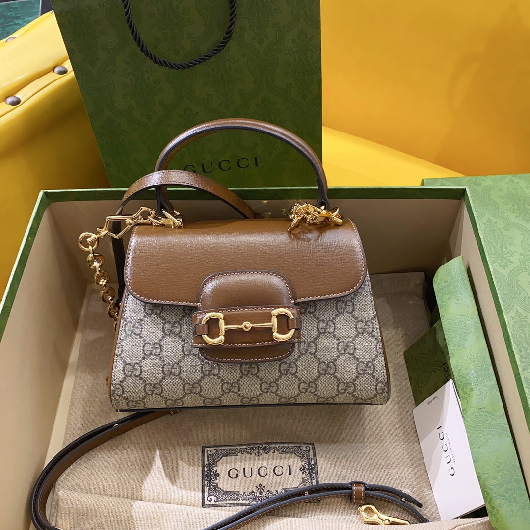 gg Horsebit 1955 Mini Bag Brown For Women, Women’s Bags 8.7in/22cm gg ‎703848 9AAAJ 8563