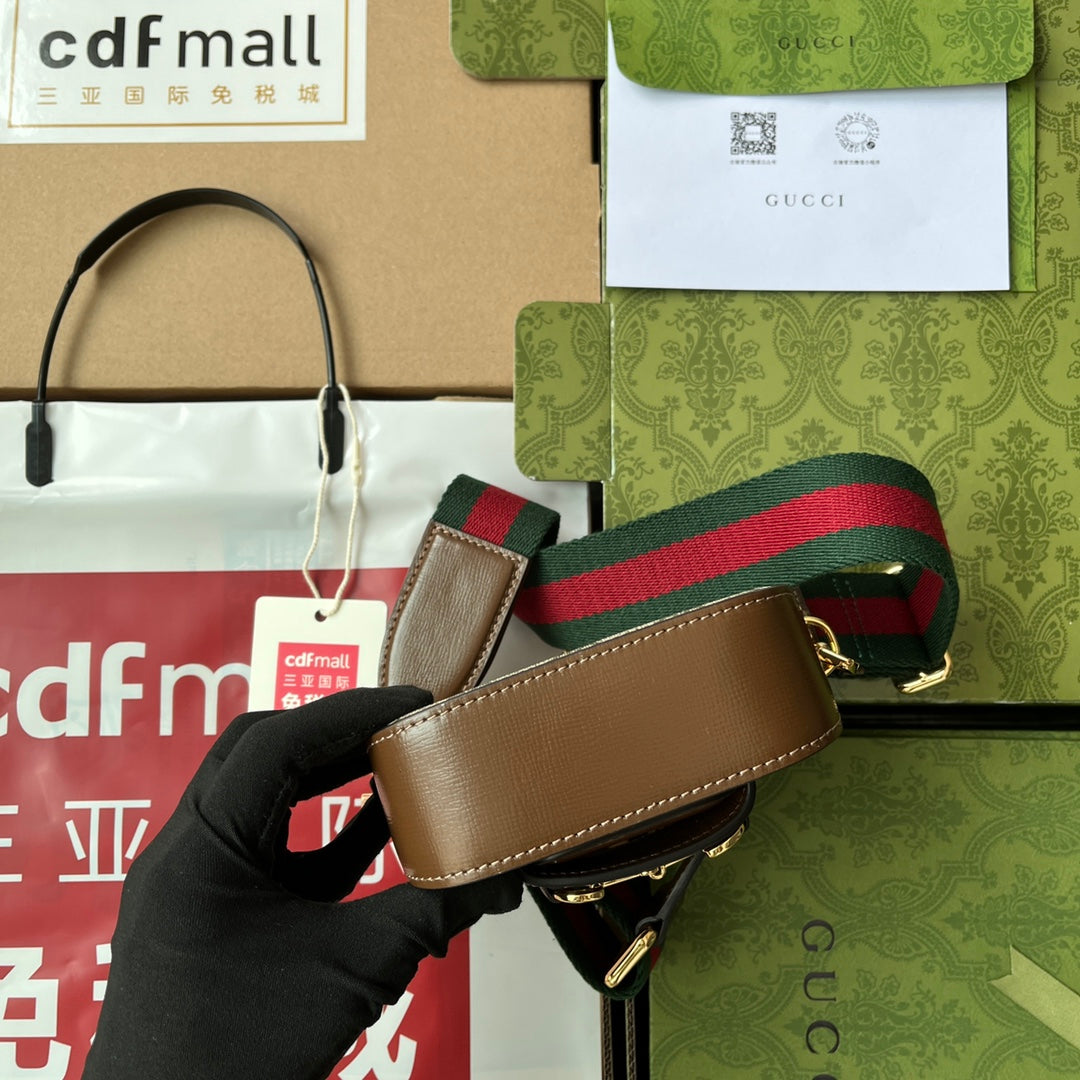 gg Horsebit 1955 Strap Wallet Brown For Women, Women’s Bags 4.7in/12cm gg ‎699760 HUHHG 8565