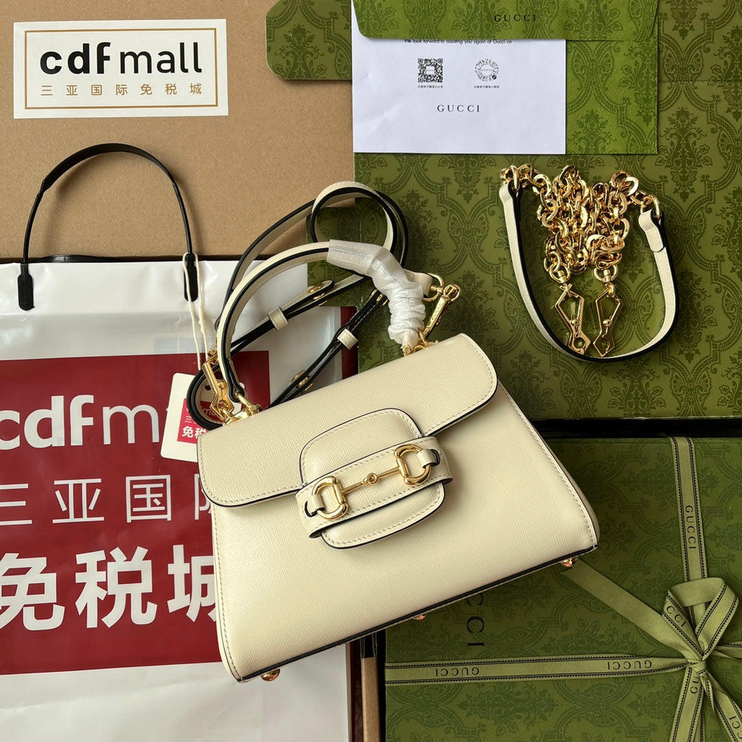 gg Ophidia gg Horsebit 1955 Mini Bag White For Women, Women’s Bags 8.6in/22cm gg