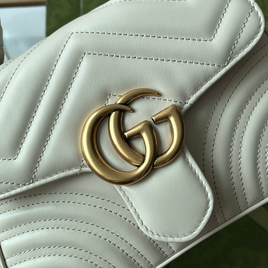 gg Marmont Mini Top Handle Bag White For Women, Women’s Bags 8.3in/21cm gg ‎547260 DTDIT 9022