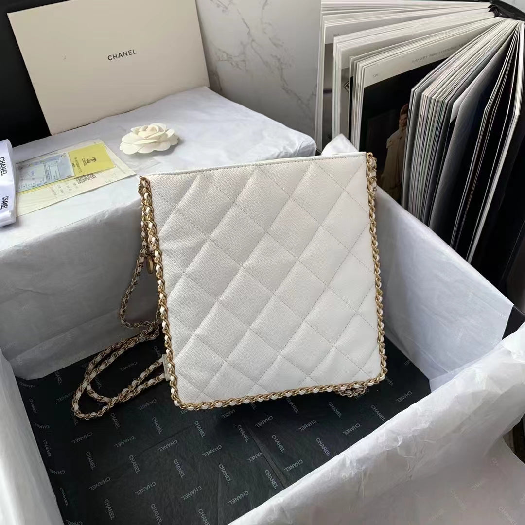 ChanelSmall Shopping Bag White For Women, Women’s Bags 9.1in/23cm