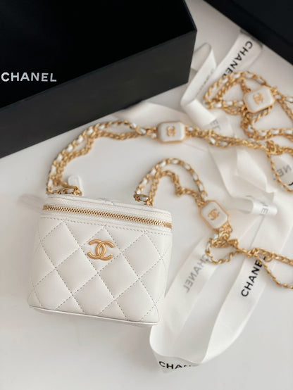 ChanelSmall Vanity With Chain White For Women, Women’s Bags 4.3in/11cm