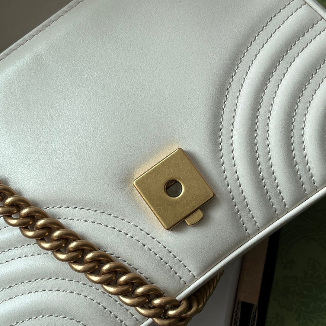 gg Marmont Mini Top Handle Bag White For Women, Women’s Bags 8.3in/21cm gg ‎547260 DTDIT 9022